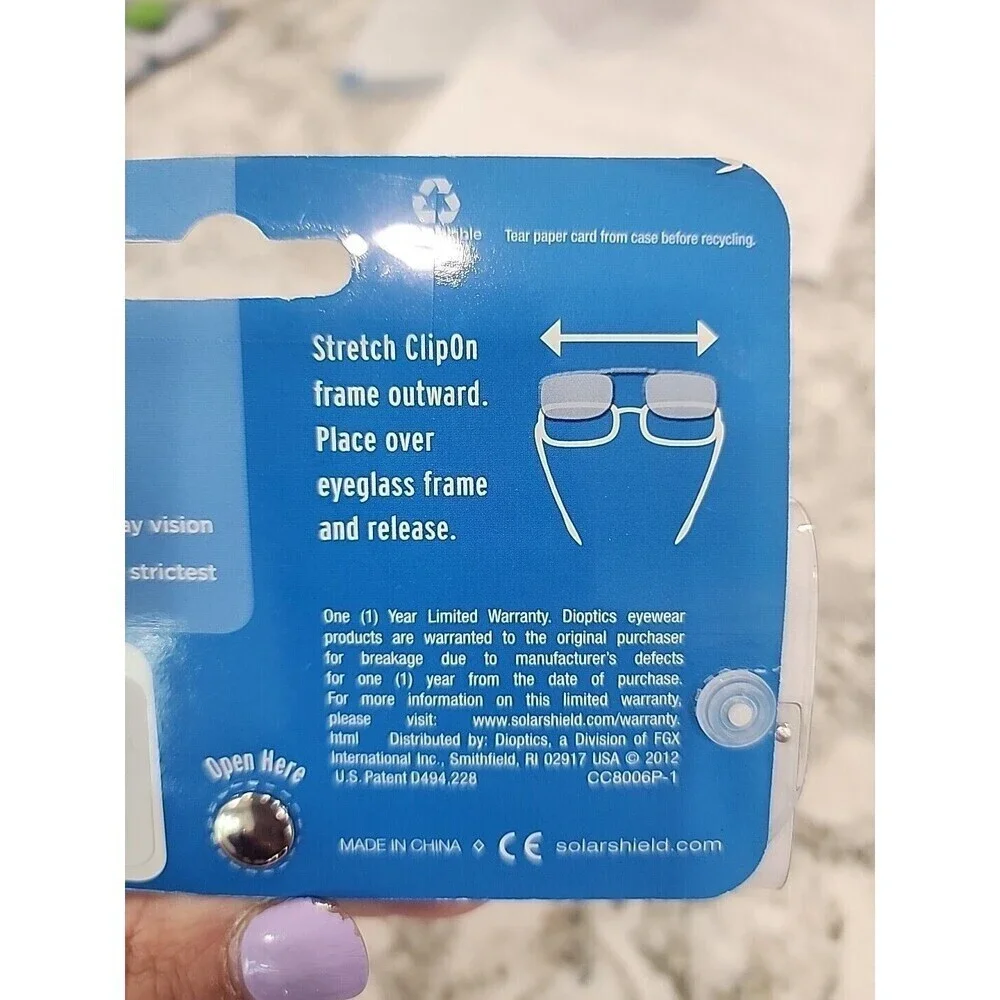 New  Solar Shield Polarized Clipons 54 Rec 8 100% UVA/UVB Protection Scratch Res